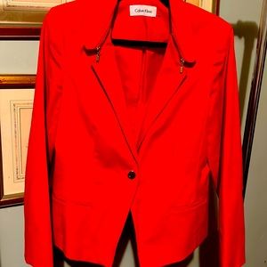 Calvin Klein Red woman’s blazer with gold zipper in excellent condition